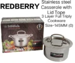 3L REDBERRY Steelica 3 Triply Stainless Steel Casserole – 145mm