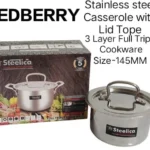 3L REDBERRY Steelica 3 Triply Stainless Steel Casserole – 145mm