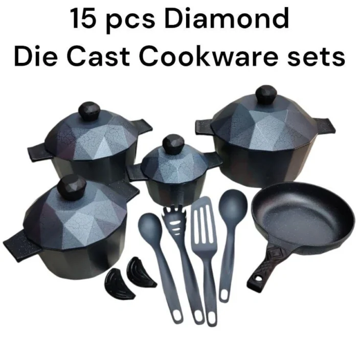 Diamond Range Cookware 15-Piece Diamond Die Cast Nonstick Cookware Set
