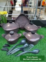 15-Piece Square Die Cast Nonstick Cookware Set