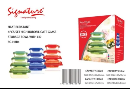 Signature 4 Glass Storage Bowls Airtight