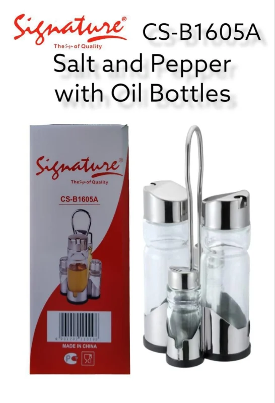 Signature 5pcs Salt n Pepper and Oil/Vinegar Bottles