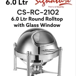 Signature 6L Round Rolltop Chafing Dish with Glass Lid