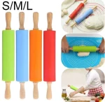 Silicone Rolling Pin Wooden Handle