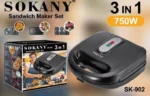 Sokany 3 in 1 Sandwich Maker