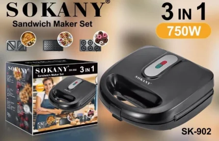 Sokany 3 in 1 Sandwich Maker – Stainless steel