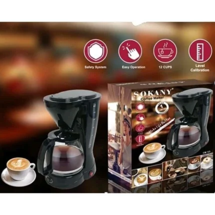 12 Cup Sokany Black Programmable Coffee Maker