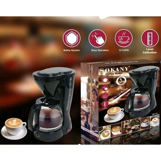 12 Cup Sokany Black Programmable Coffee Maker