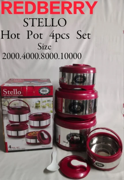 4pcs Redberry Stello Jumbo Hotpot Set | Smart Enterprise – Red