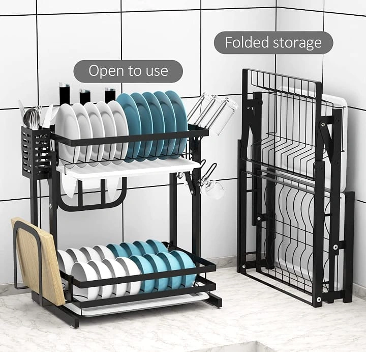 Foldable Over-the-Sink Dish Rack (2-Tier)