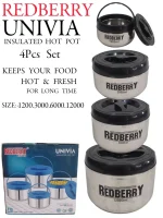 UNIVIA Stainless Steel Insulated Hotpot Set – 4pcs – Black