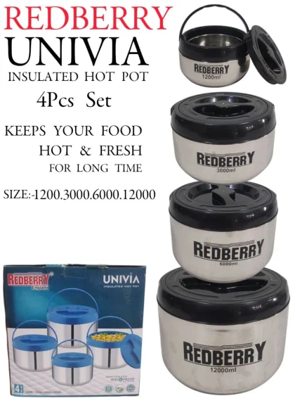 UNIVIA Stainless Steel Insulated Hotpot Set – 4pcs – Black