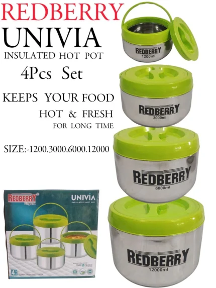 UNIVIA Stainless Steel Insulated Hotpot Set – 4pcs – Lime Green