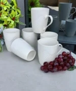 White Ceramic Mugs 350ml - Set of 6 Microwave Safe