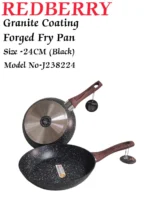 24cm REDBERRY Granite Nonstick Fry Pan – Black