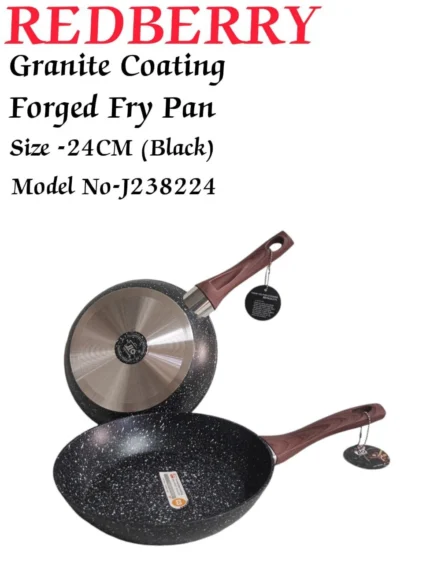 24cm REDBERRY Granite Nonstick Fry Pan – Black