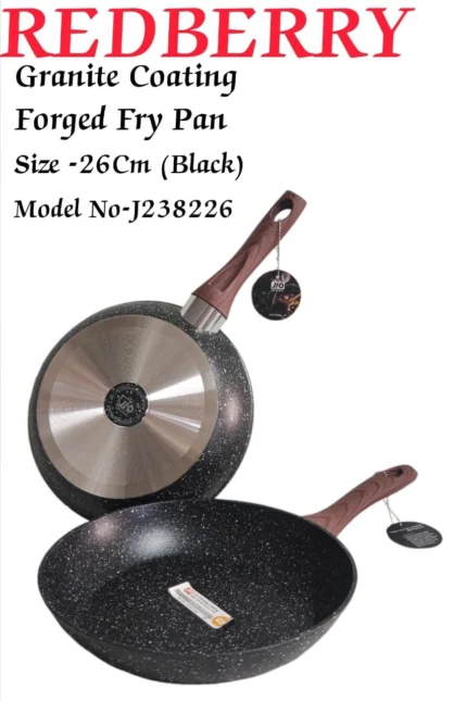 26cm REDBERRY Granite Nonstick Fry Pan – Black