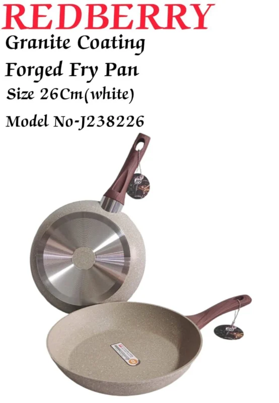 26cm REDBERRY Granite Nonstick Fry Pan – Cream