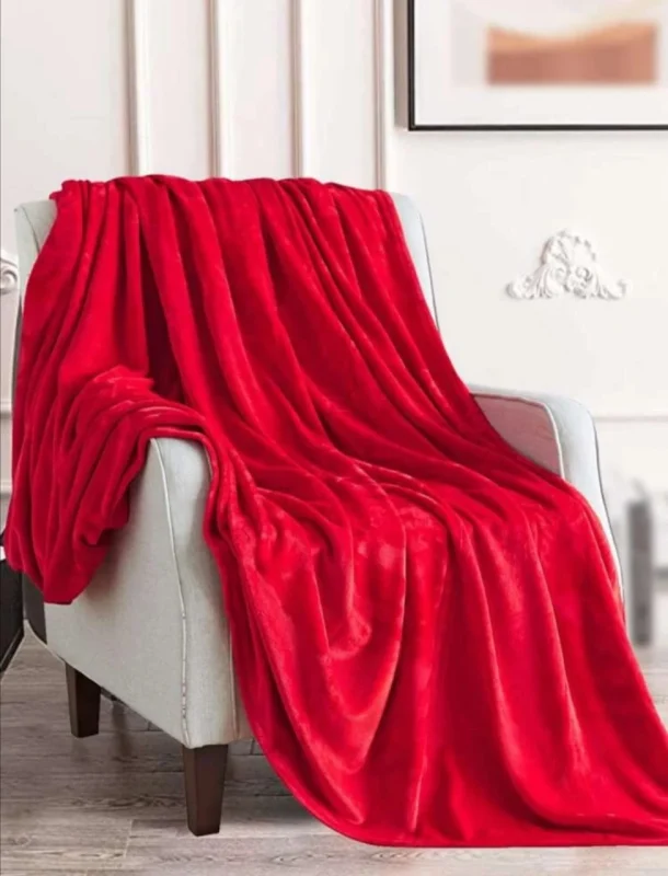 Luxurious 6x6 Fleece Blanket Soft Warm Stylish Throw – Red