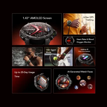 Oraimo Watch GT OSW 852H AMOLED GPS Smart Watch