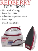 1200W Redberry RBDI-01 Non Stick Dry Iron
