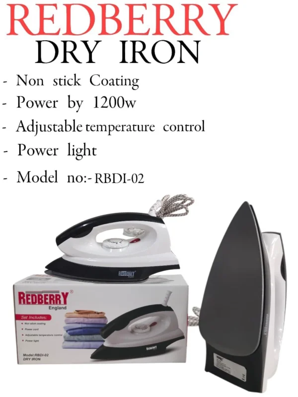 1200W Redberry RBDI-02 Non Stick Dry Iron