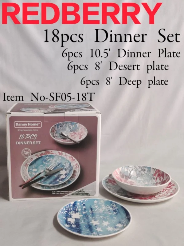 18pcs Danny Home Redberry Porcelain Dinner Set – Theme 4
