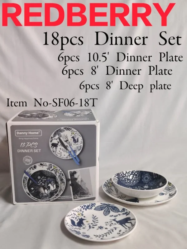 18pcs Danny Home Redberry Porcelain Dinner Set – Theme 5