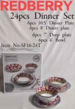 24pcs Danny Home Redberry Porcelain Dinner Set – Theme 2