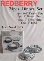 24pcs Danny Home Redberry Porcelain Dinner Set – Theme 4