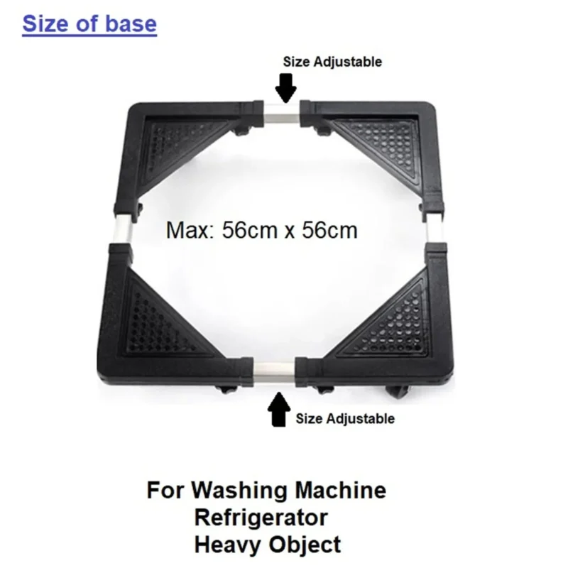 56x56cm Adjustable Fridge Washing Machine Trolley Stand