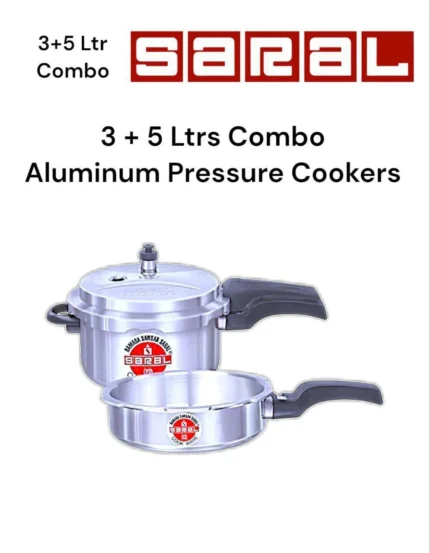 Saral Aluminum Pressure Cooker Pack (5+3 Liters)