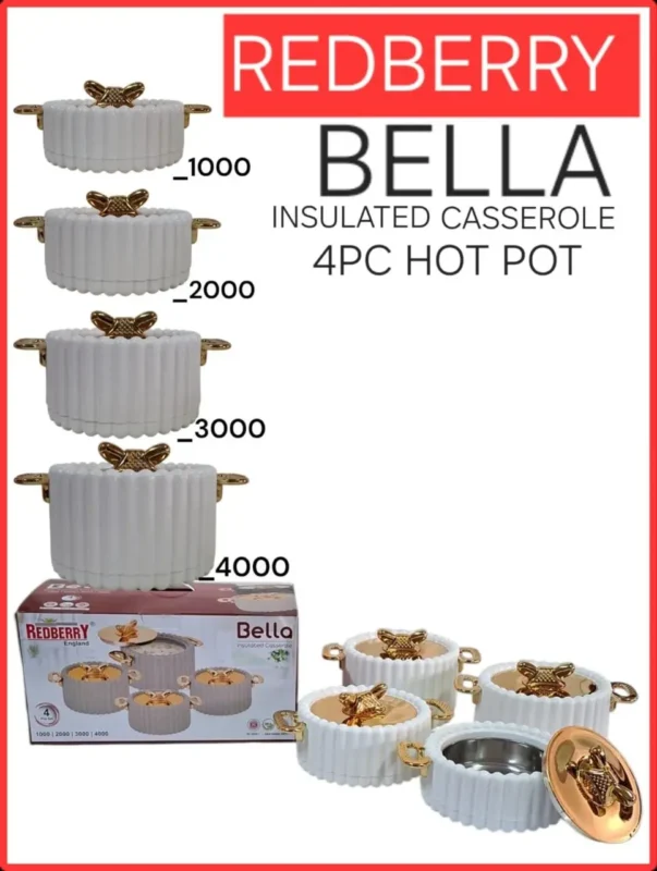 4pc Redberry Bella Insulated Hotpot Set | Smart Enterprise – White