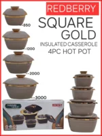 4pc Redberry Square Gold Insulated Hotpot Set | Smart Enterprise – Brown