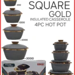 4pc Redberry Square Gold Insulated Hotpot Set | Smart Enterprise – Grey