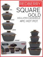 4pc Redberry Square Gold Insulated Hotpot Set | Smart Enterprise – Grey
