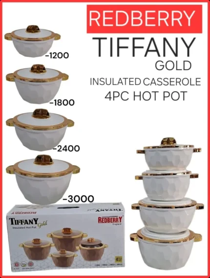 4pc Redberry Tiffany Insulated Hotpot Set | Smart Enterprise – White