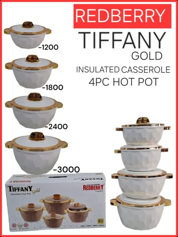 4pc Redberry Tiffany Insulated Hotpot Set | Smart Enterprise – White