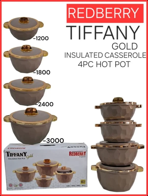 4pc Redberry Tiffany Insulated Hotpot Set | Smart Enterprise – Brown