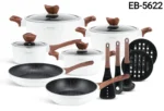 15 Piece Edenberg Non-Stick Aluminum Cookware Set – EB 5622 White
