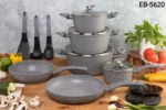 15 Piece Edenberg Non-Stick Aluminum Cookware Set – EB-5620 Grey