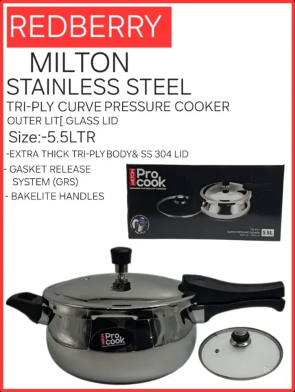 Redberry Milton Tri-Ply Curve Pressure Cooker | Smart Enterprise – 5.5 L