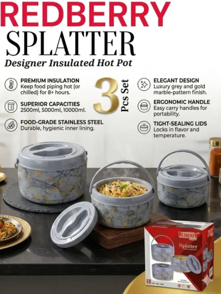 3pcs Redberry Splatter Designer Hotpot Set | Smart Enterprise – Grey