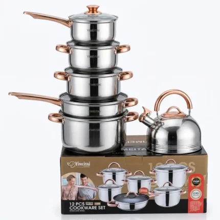 12-Piece HEVICHU Stainless Steel Cookware Set