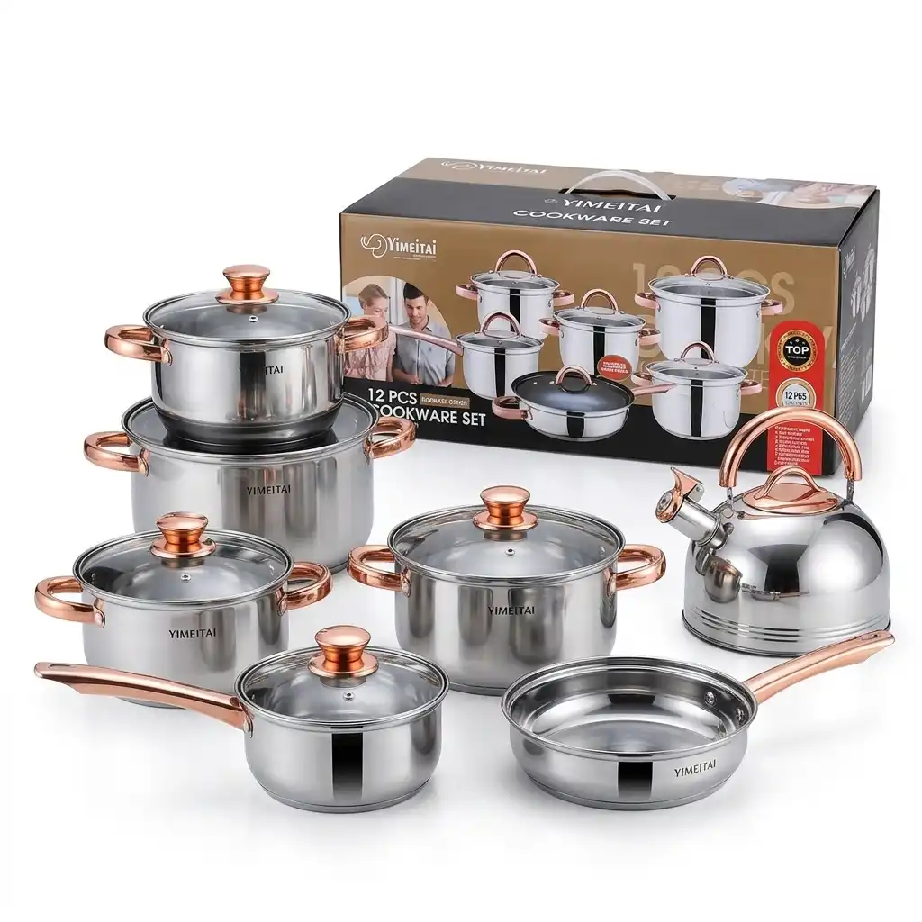 12-Piece HEVICHU Stainless Steel Cookware Set