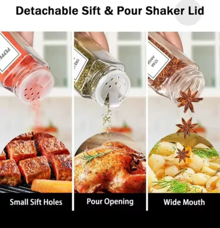 12 Piece Wooden Spice Rack Set Glass