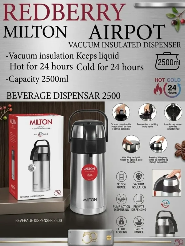2.5L–4L Stainless Steel Vacuum Flask