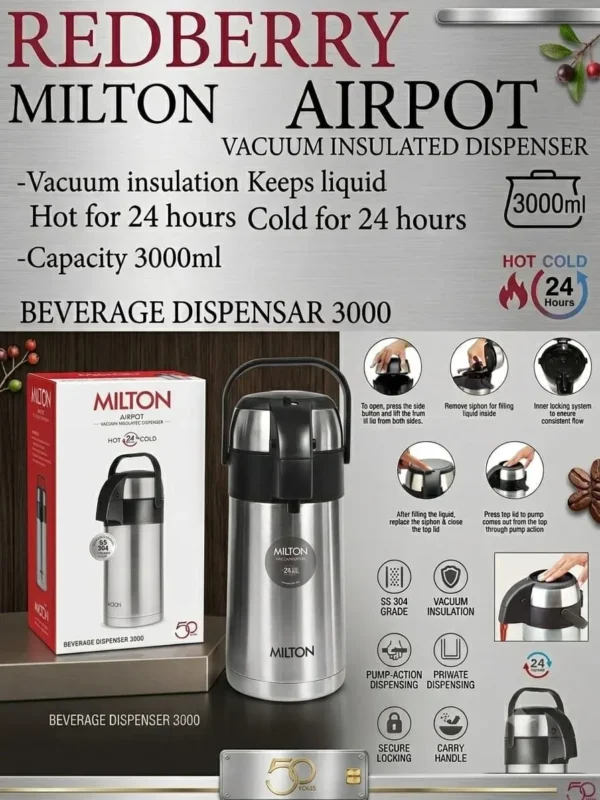 2.5L–4L Stainless Steel Vacuum Flask