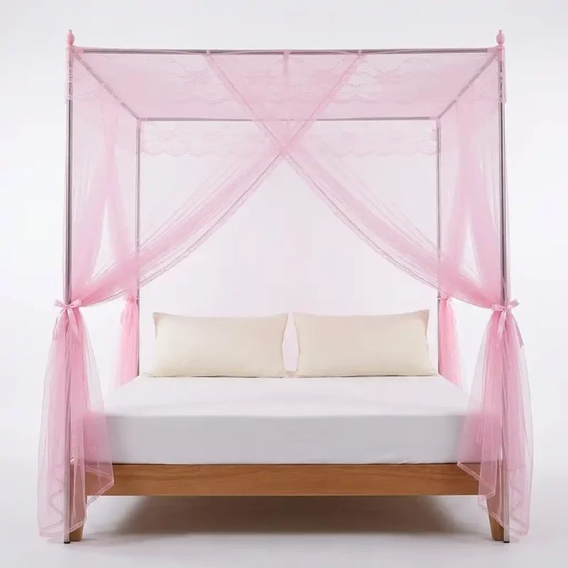 4 Stand Straight Mosquito Nets – 6*6, Pink