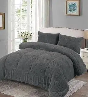 6x6/6x7 Warm Sherpa Fleece Duvet Set – Grey